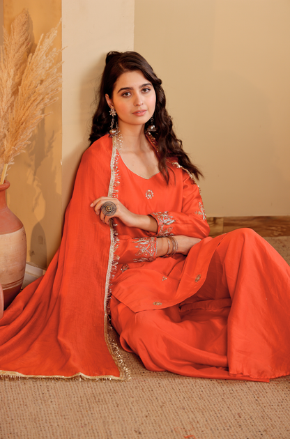 Shurkh Sharara Set