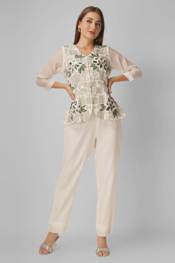 Peony White Peplum Set