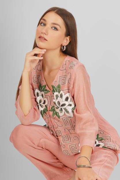 PEONY PEACH PEPLUM SET