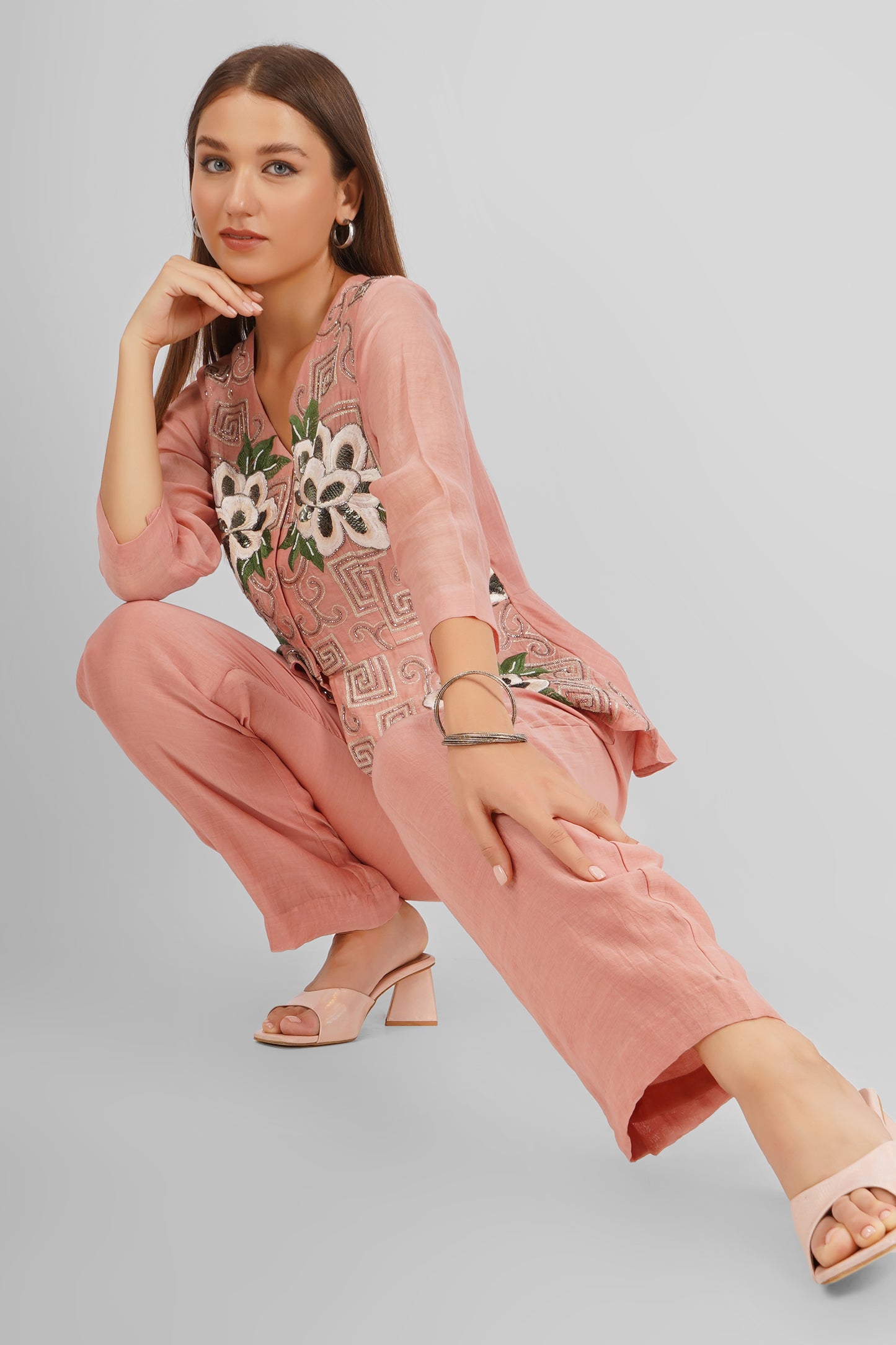 PEONY PEACH PEPLUM SET