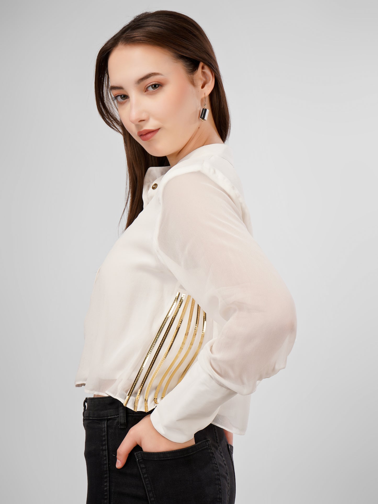 ATHENA WHITE CROP SHIRT