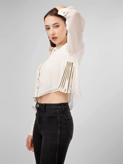 ATHENA WHITE CROP SHIRT