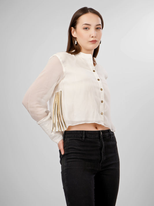 ATHENA WHITE CROP SHIRT