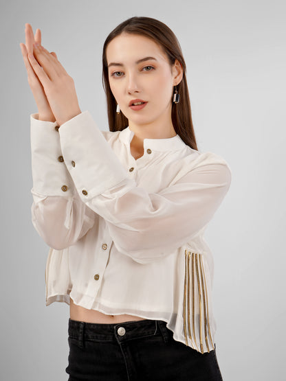 ATHENA WHITE CROP SHIRT
