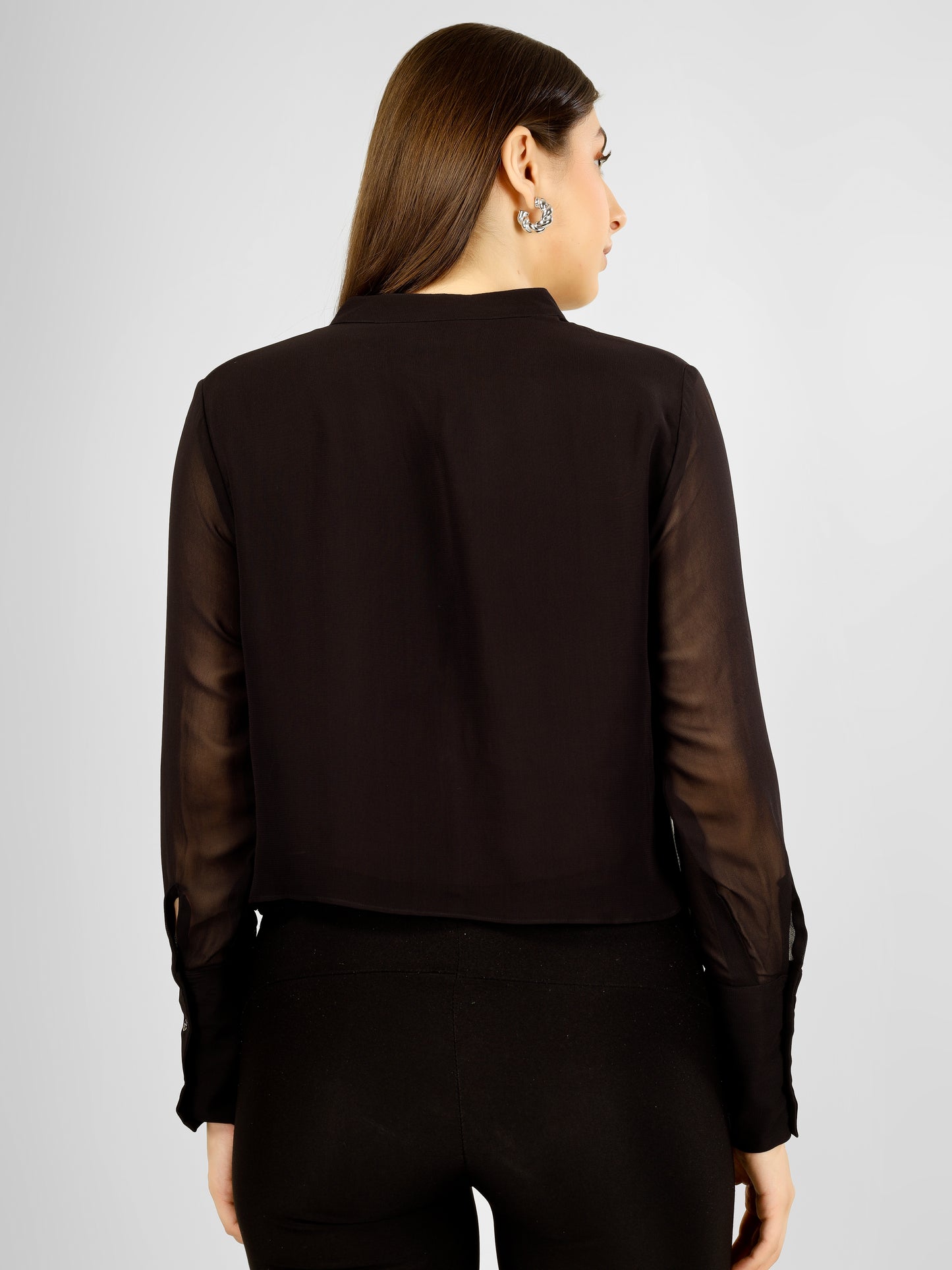 ATHENA BLACK CROP SHIRT