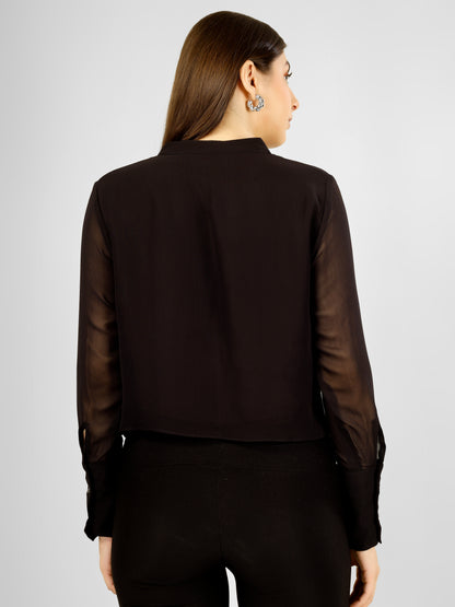 ATHENA BLACK CROP SHIRT