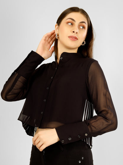 ATHENA BLACK CROP SHIRT