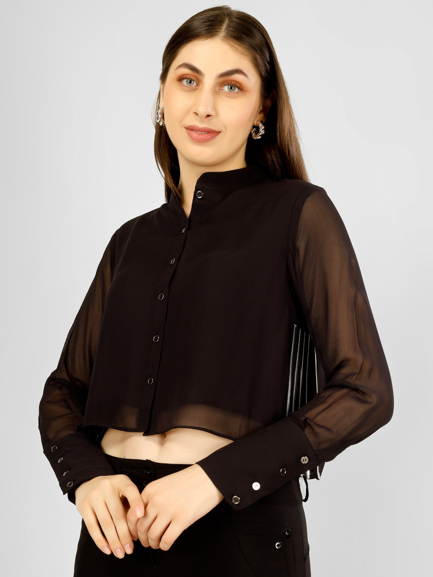 ATHENA BLACK CROP SHIRT