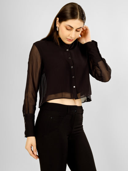 ATHENA BLACK CROP SHIRT