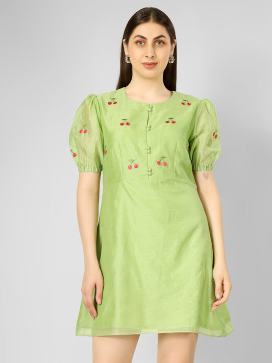 GREEN CHERRY DRESS