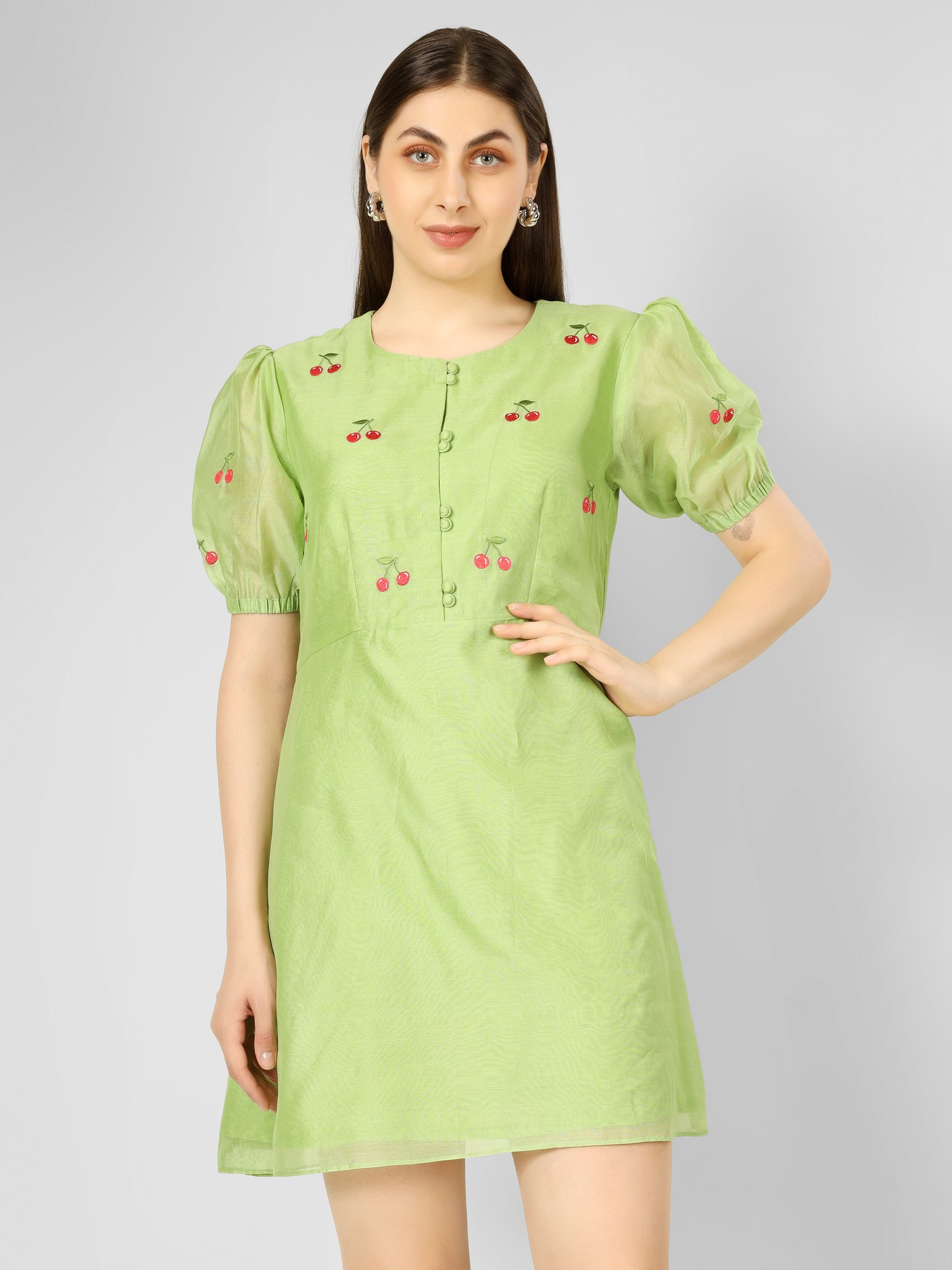 GREEN CHERRY DRESS