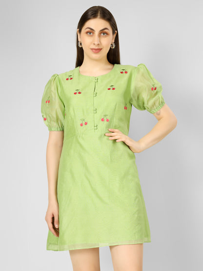 GREEN CHERRY DRESS