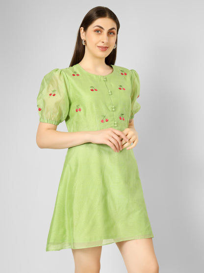 GREEN CHERRY DRESS