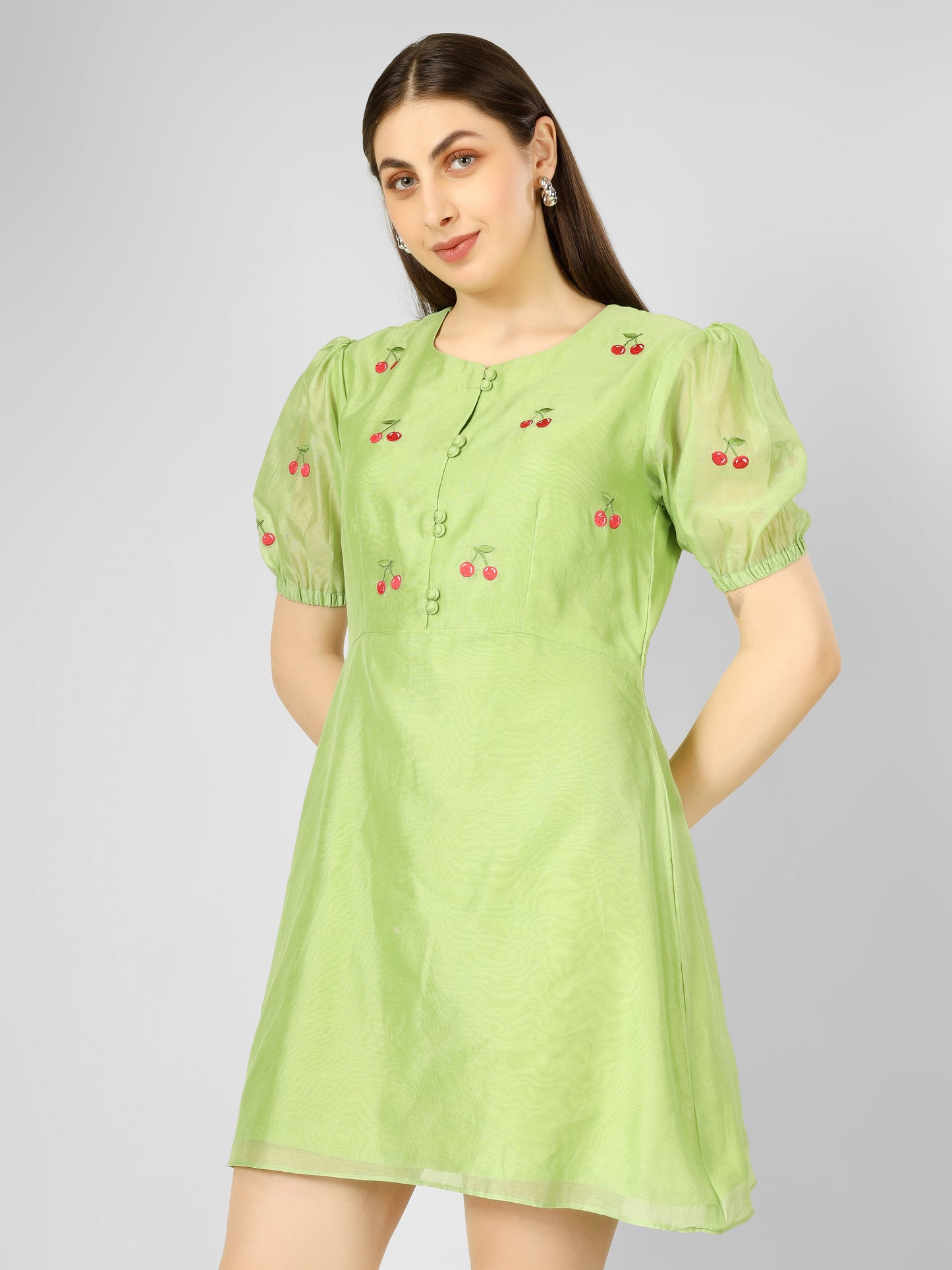 GREEN CHERRY DRESS