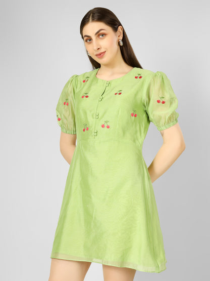 GREEN CHERRY DRESS
