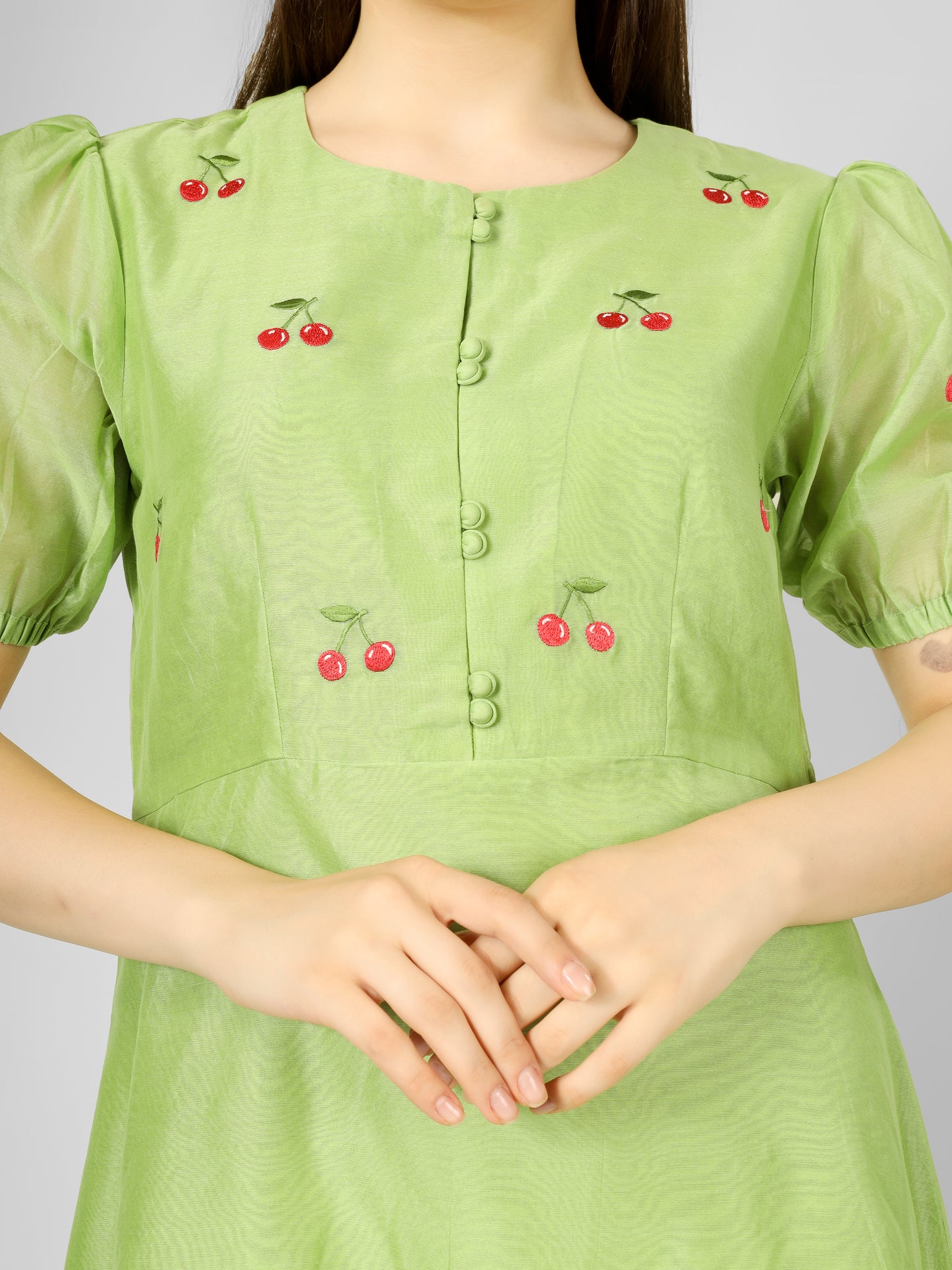 GREEN CHERRY DRESS