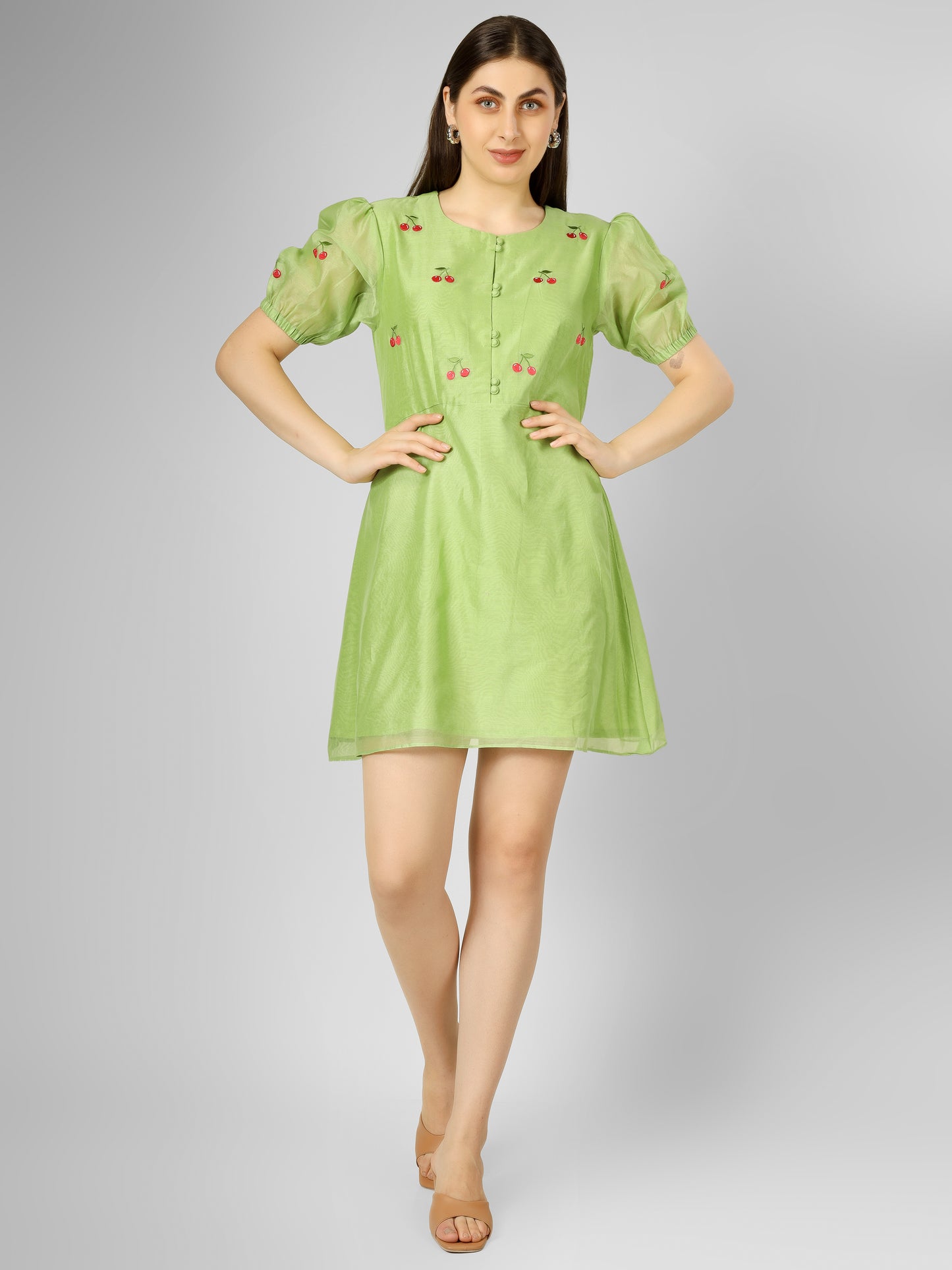 GREEN CHERRY DRESS