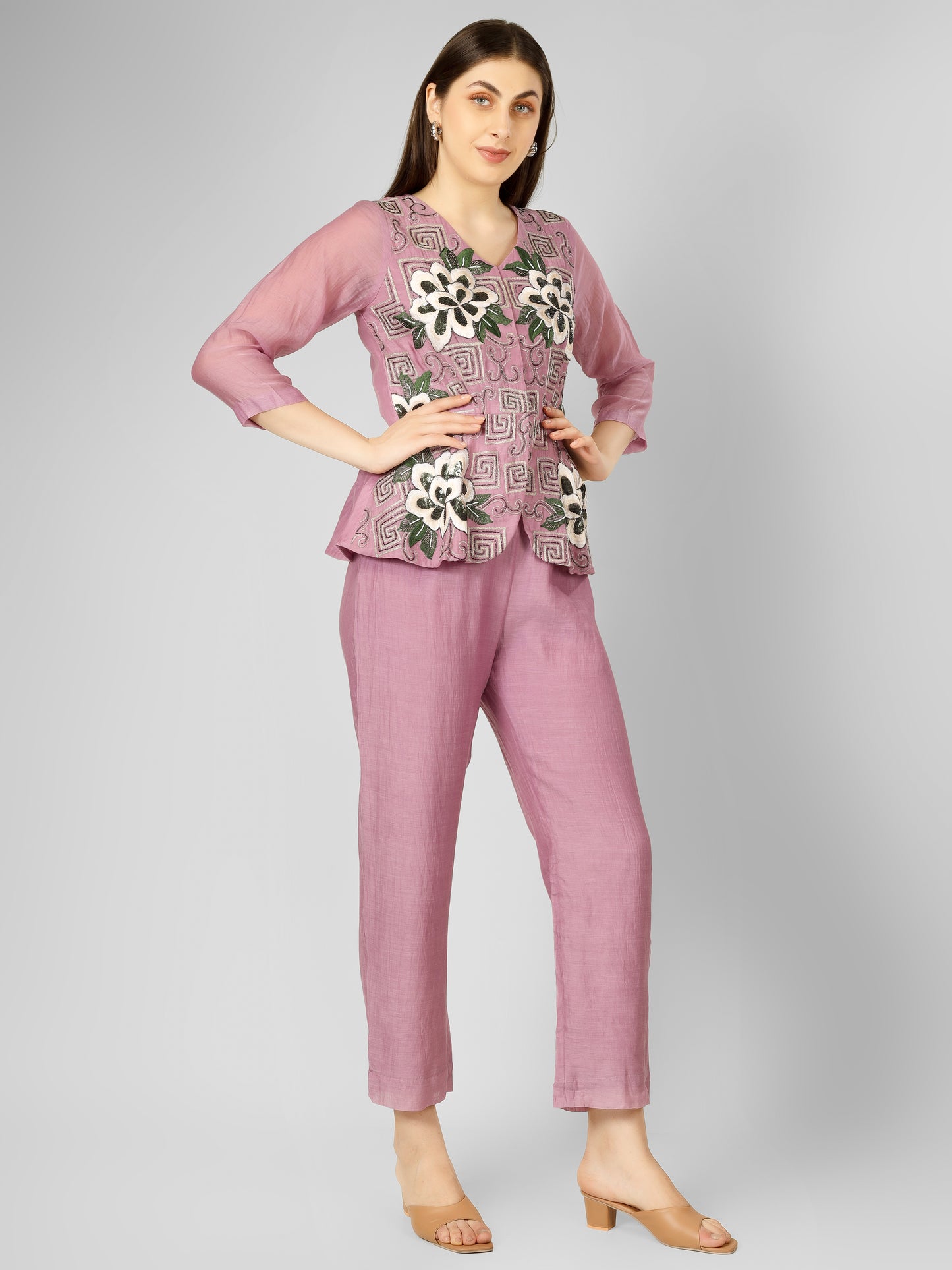 PEONY LAVENDER PEPLUM SET