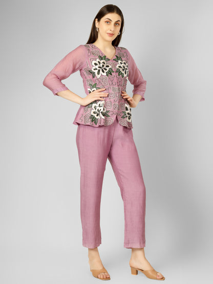 PEONY LAVENDER PEPLUM SET