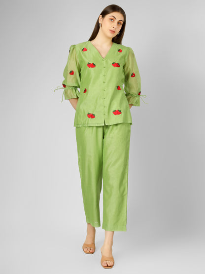 GREEN STRAWBERRY CO-ORD SET