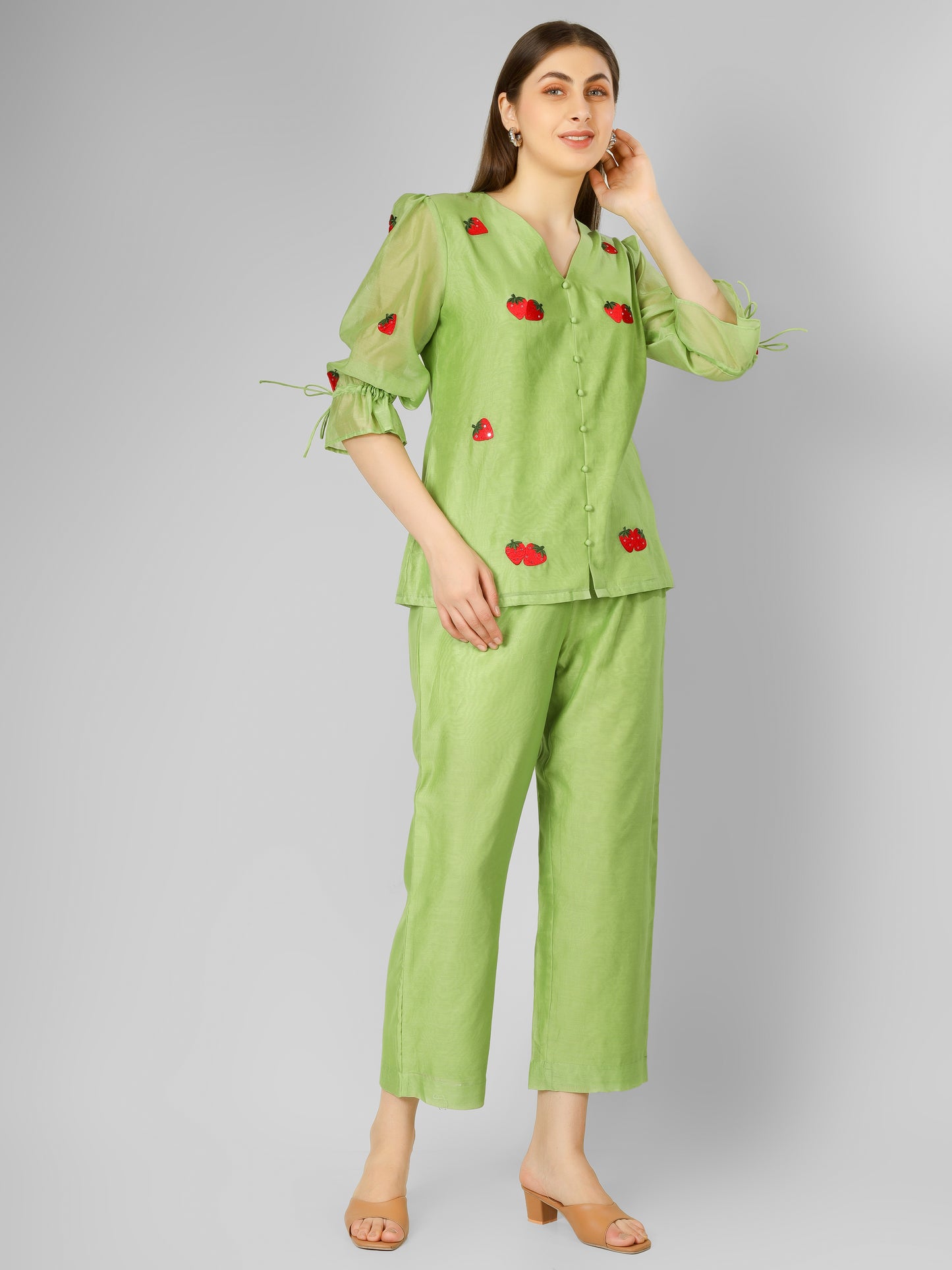 GREEN STRAWBERRY CO-ORD SET
