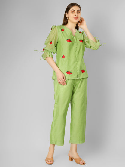 GREEN STRAWBERRY CO-ORD SET
