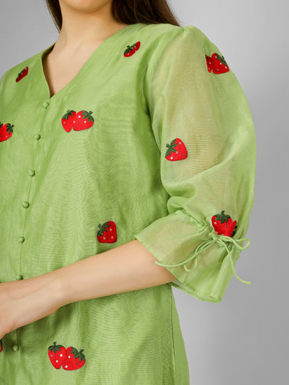 GREEN STRAWBERRY CO-ORD SET