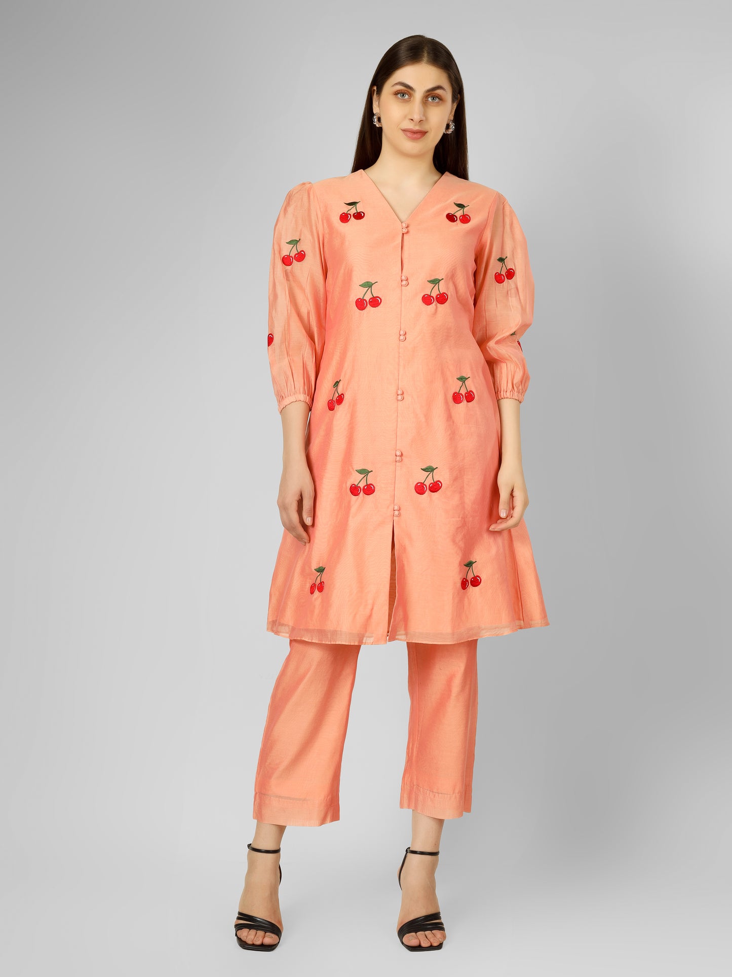 PEACH CHERRY KURTA SET