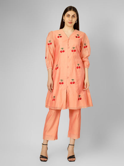 PEACH CHERRY KURTA SET