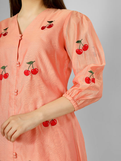 PEACH CHERRY KURTA SET